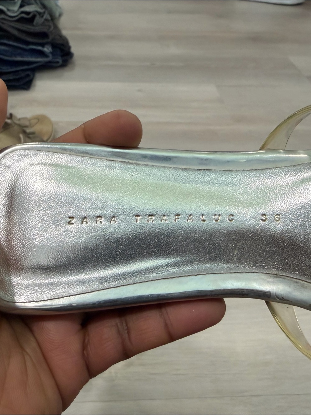 Zara Translucent Champagne Multi-Strap Slide Sandals - Picture 3 of 4